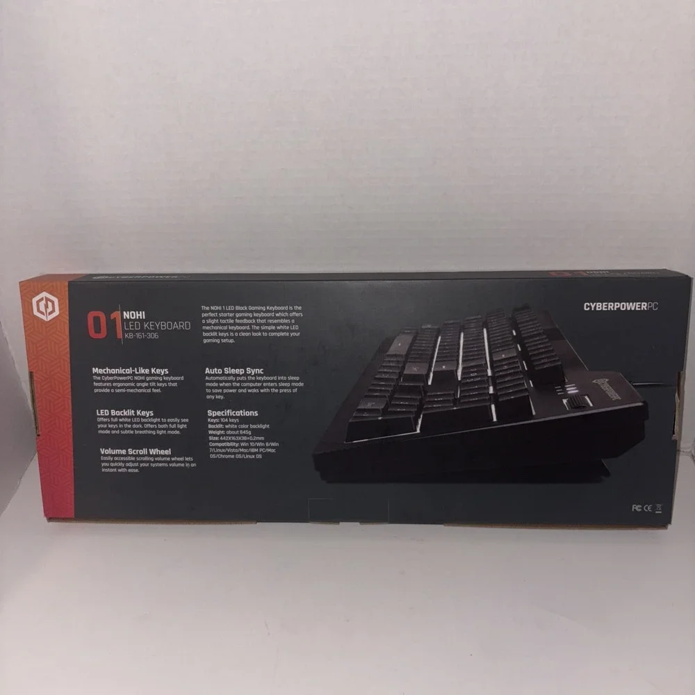 CyberPower PC Play Ready LED Wired Gaming Keyboard 01 RGB NOHI KB-161-306 NEW